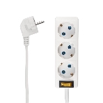 Удлинитель 3 гнезда 3 м, 3х0,75 мм², с/з, с кнопкой PREMIUM белый PROconnect, фото2