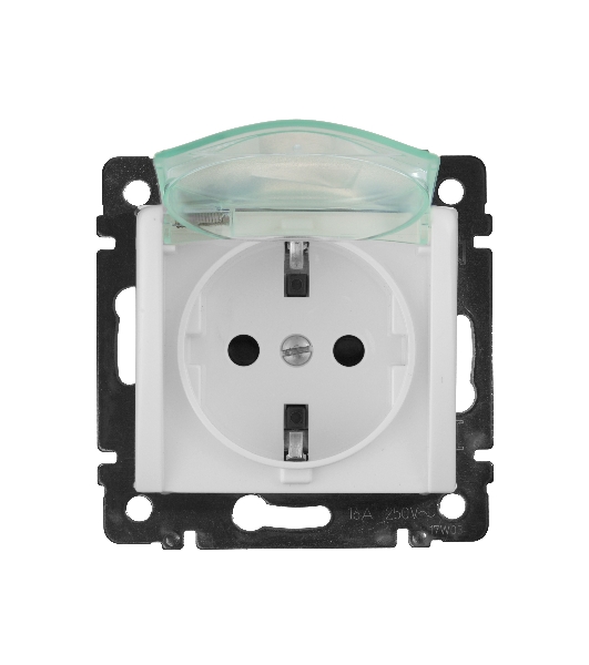 Розетка Legrand Valena 774220 влагозащищенная IP44 с заземлением с крышкой и защитными шторками (белая)