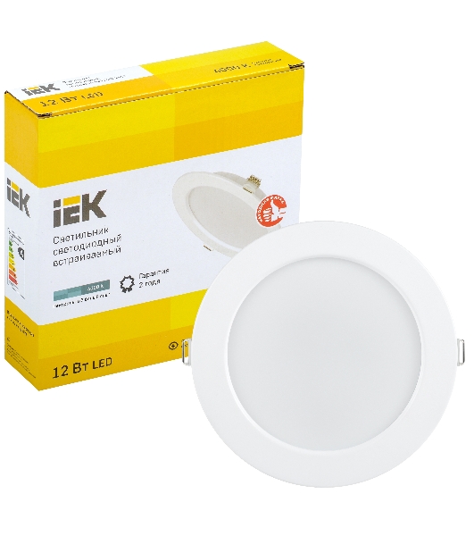 Светильник IEK LDVO0-1613-12-4000-K01 LED ДВО 1613 белый круг 12Вт 4000К IP20 пластик. корпус, диам 145 мм