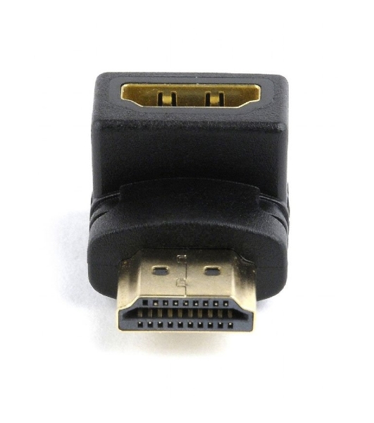 Переходник Cablexpert HDMI-HDMI 19F/19M, угловойсоединитель 90 градусов, золотые разъемы (A-HDMI90-FML)