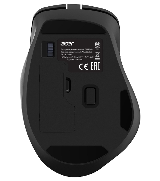 Мышь беспроводная Acer OMR140 черный, 1600 dpi, радиоканал, USB, кнопки - 6