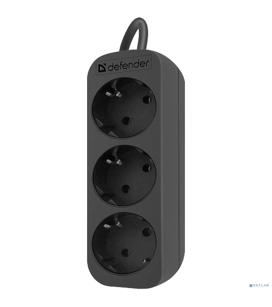 Удлинитель сетевой Defender M350 черный, 5 м, EURO, 3 розетки, 2200 Вт