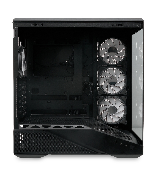 Компьютерный корпус без блока питания HSPD F711-TGbK-ARGB, Panoramic Full Tower, черный, TG, 0.7 SPCC, 4x120мм ARGB ATX, mATX, mITX 190/420/280мм 2x2.5', 2x3.5', 7xPCI 1xUSB-A 3.0, 1xUSB-C 445x235x475мм