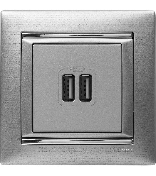 Розетка 2-ая USB 770270 Legrand Valena Алюминий