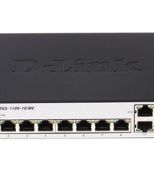 Коммутатор D-Link DGS-1100-10MPPV2/A3A, 8×1 Гбит/с + 2×1 Гбит/с SFP, настраиваемый