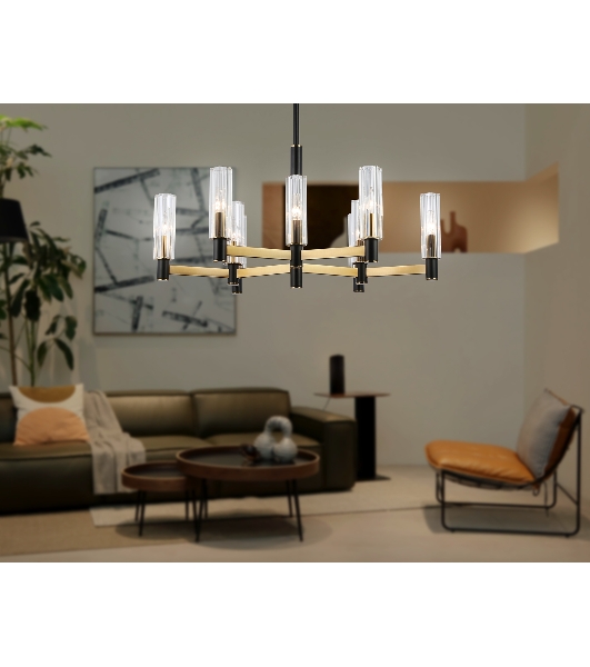 Люстра Ambrella light LH55513/9 BK/BS/CL черный/латунь/прозрачный E14*9 max 40W D760*760