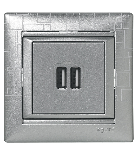 Розетка 2-ая USB 770270 Legrand Valena Алюминий