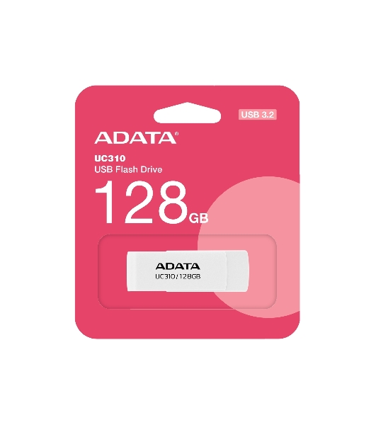 Флешка USB ADATA UC310 (UC310-128G-RWH), 128Gb, USB 3.2 Gen1, R/W 100/30, белый