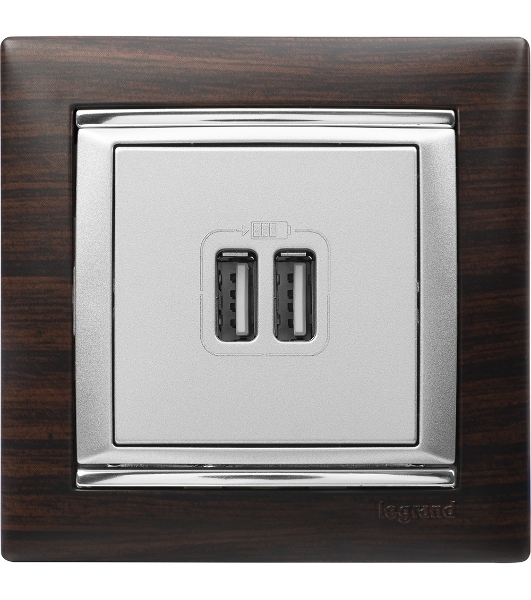 Розетка 2-ая USB 770270 Legrand Valena Алюминий