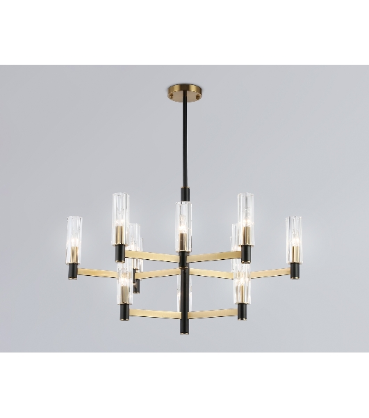 Люстра Ambrella light LH55515/12 BK/BS/CL черный/латунь/прозрачный E14*12 max 40W D860*905