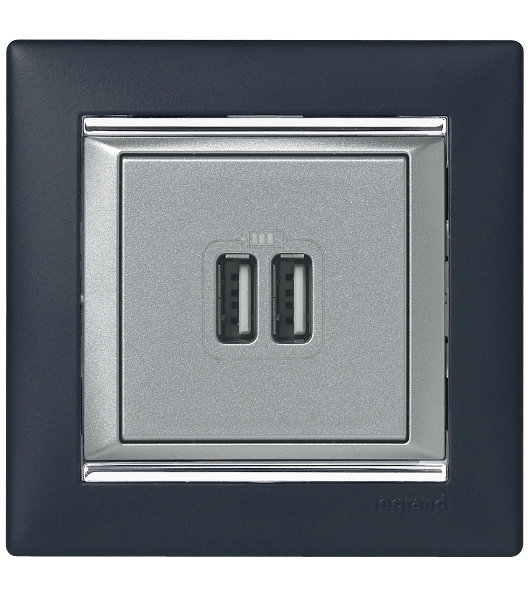 Розетка 2-ая USB 770270 Legrand Valena Алюминий