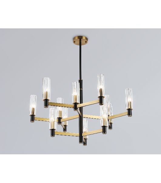 Люстра Ambrella light LH55515/12 BK/BS/CL черный/латунь/прозрачный E14*12 max 40W D860*905