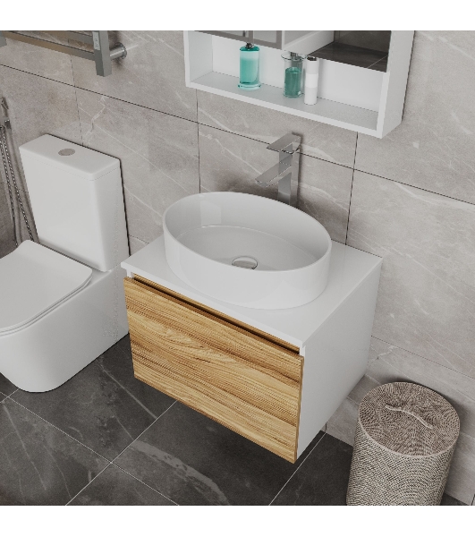Комплект для ванной, 3 предмета (Тумба Bau Dream Blackwood 60, раковина BAU Nimb 50х36, смеситель для раковины высокий Hotel Still, нержавеющая сталь)