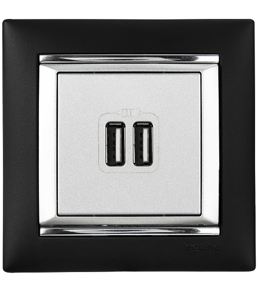 Розетка 2-ая USB 770270 Legrand Valena Алюминий