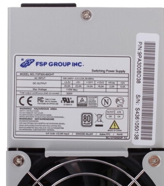 Блок питания серверный FSP FSP300-70PFL(SK) 300W, PS2 (ШВГ=150 х86 х140мм), 80PLUS Bronze, A-PFC, 8см FAN, IPC/Server PSU, Стандарт IEC 62368, OEM 10 (521706)