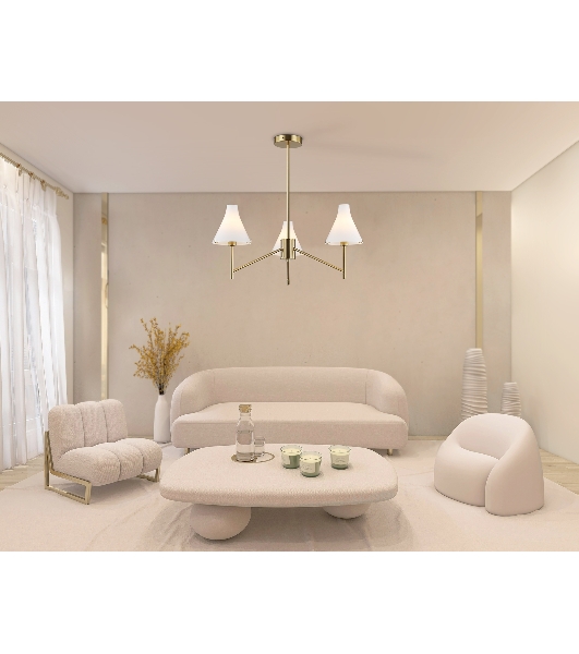 Люстра Ambrella light LH57131/3 BS/FR латунь/белый матовый E14/3 max 40W D650*590