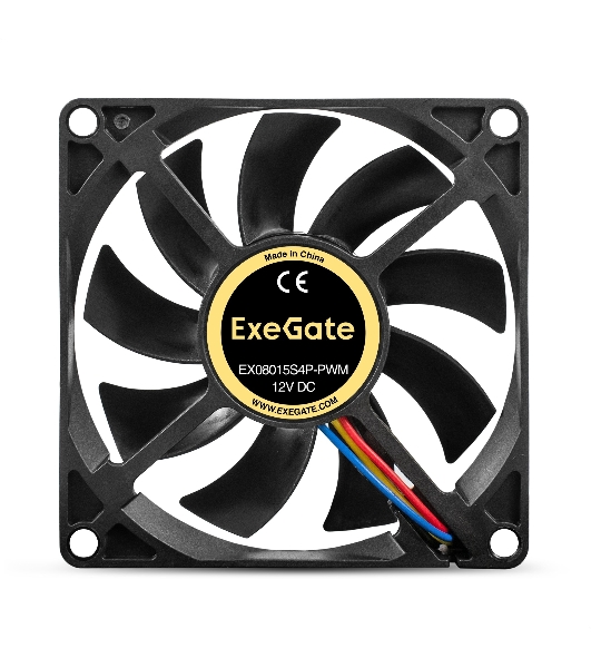 Вентилятор для корпуса ExeGate EX08015S4P-PWM черный, 80 мм, 2500 об/мин, 25.5 дБ, 4 pin