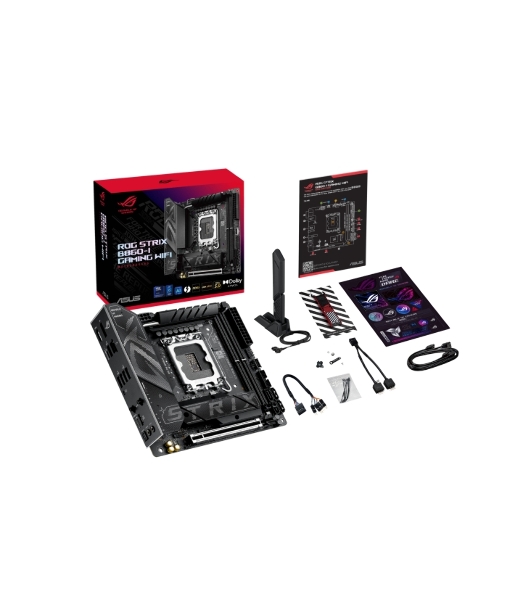 Материнская плата ASUS ROG STRIX B860-I GAMING WIFI, LGA1851, Intel B860, 2xDDR5, 4xSATA, 2xM.2, 1xPCIe 5.0 x16, 1xDP, 1xHDMI, 1xThunderbolt 4, 1x2.5Gb LAN, Wi-Fi 7, 2xUSB 2.0, 3xUSB 3.2 Gen 1, 1xUSB 3.2 Gen 2, 1xUSB 3.2 Gen 2x2, 1xUSB-C, 1xS/PDIF, 2x3.5 мм, 7.1, Mini-ITX