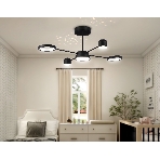 Потолочный светодиодный светильник Ambrella light FL51632/4+1 BK/GD черный/золото 3000K-6400K 48W 910*745*300 (ПДУ ИК), фото 1