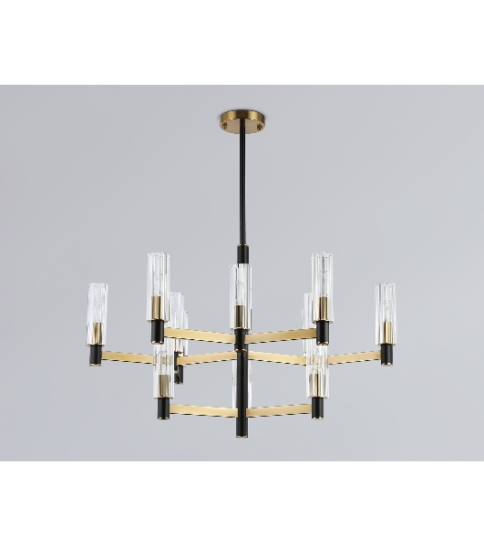 Люстра Ambrella light LH55515/12 BK/BS/CL черный/латунь/прозрачный E14*12 max 40W D860*905