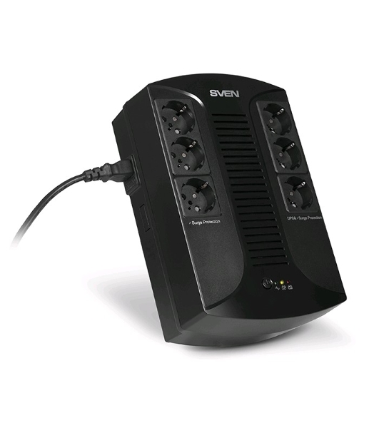 Источник бесперебойного питания SVEN UP-L1000E 1000VA/500W (6 розеток: 3х UPS/сетевой фильтр+3 x сетевой фильтр)