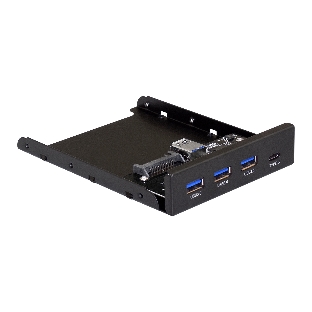 Планка USB на переднюю панель ExeGate U3H-623, 3,5', 3*USB3.0+1*TypeC, черная, металл, подсоединение к мат. плате12