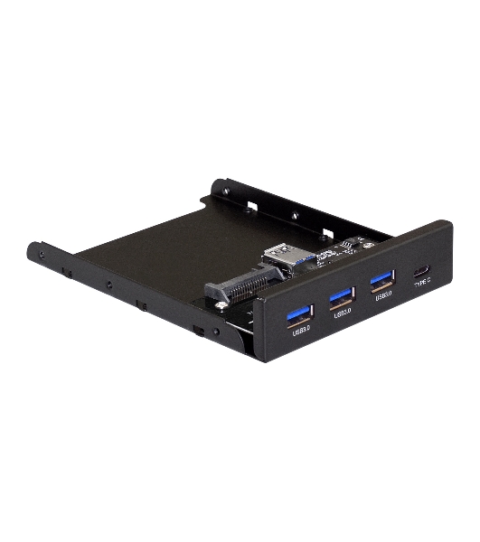 Планка USB на переднюю панель ExeGate U3H-623, 3,5', 3*USB3.0+1*TypeC, черная, металл, подсоединение к мат. плате12