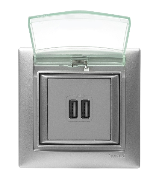 Розетка 2-ая USB 770270 Legrand Valena Алюминий