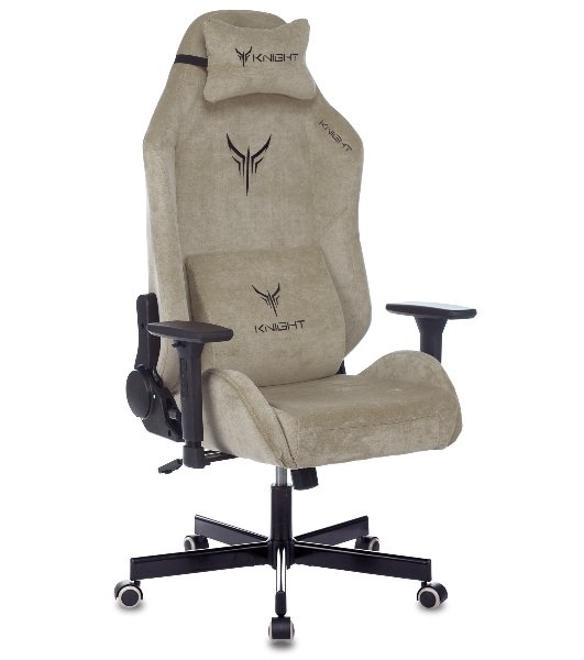 Кресло игровое Бюрократ Knight N1 Fabric бежевый Light-21, с подголов. крестовина металл