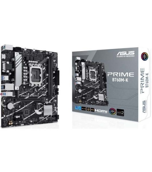 Материнская плата ASUS PRIME B760M-K, LGA 1700, Intel B760, 2xDDR5, 4xSATA, 2xM.2, 1xPCIe 4.0 x16, 2xPCIe x1, 1xHDMI, 1xVGA, 1x 2.5Gb LAN, 2xUSB-A 3.2 Gen 1, 2xUSB-A 2.0, 3x3.5 мм, 7.1, mATX