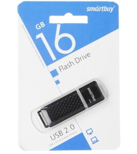 Флешка USB Smartbuy Quartz Black (SB16GbQZ-K), 16Gb, USB 2.0, R/W 25/15, черный