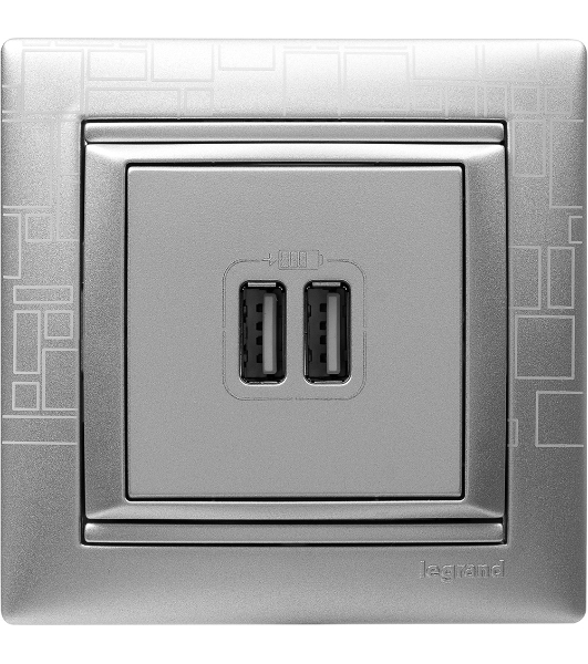 Розетка 2-ая USB 770270 Legrand Valena Алюминий