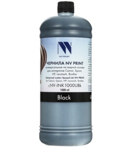 Чернила NVPRINT универсальные на водной основе NV-INK1000UBk для аппаратов Сanon/Epson/НР/Lexmark (1000 ml) черный