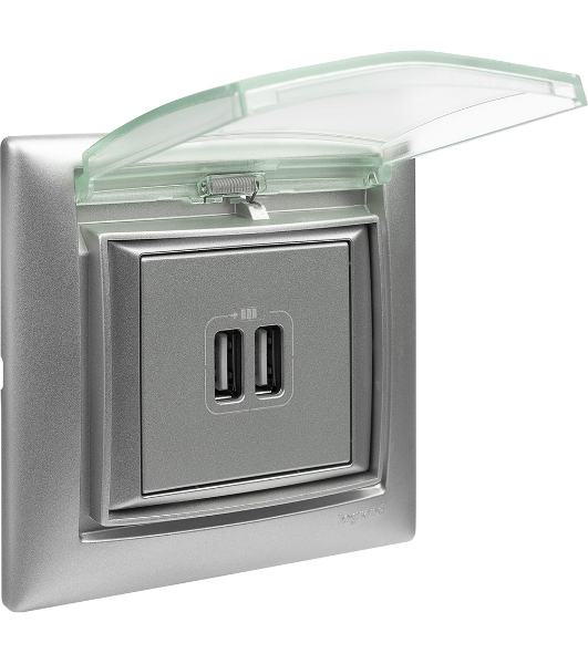 Розетка 2-ая USB 770270 Legrand Valena Алюминий