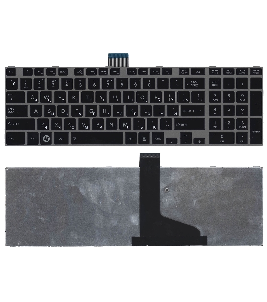 Клавиатура для ноутбука Toshiba Satellite L850 L875 L870 L855 черная c серебристой рамкой