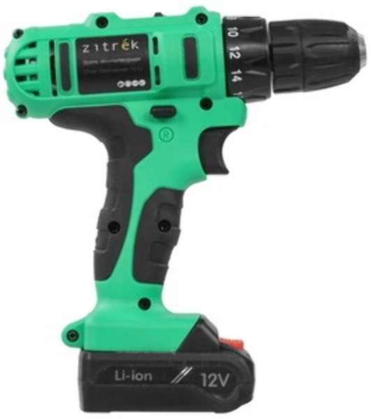 Дрель-шуруповерт Zitrek Greenpower 12-Li, 12 В, 1,5 Ач, 32 Нм, щеточный