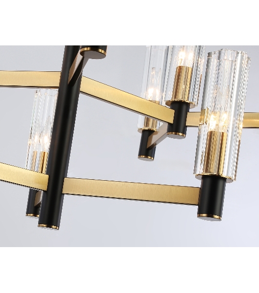 Люстра Ambrella light LH55515/12 BK/BS/CL черный/латунь/прозрачный E14*12 max 40W D860*905