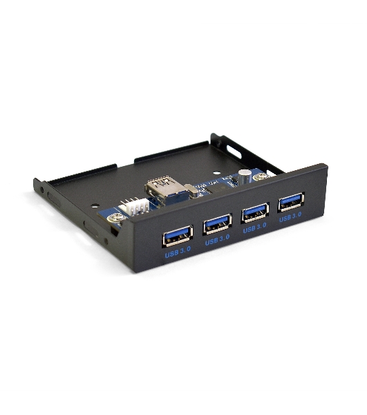 Планка USB на переднюю панель ExeGate U3H-625, 3,5', 4*USB3.0, черная, металл, подсоединение к мат. плате