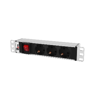 Блок розеток ЦМО Rem-10 без шнура с выкл., 3 Schuko, вход IEC 60320 C14, 10A, алюм., 10' (R-10-3S-V-220-Z)