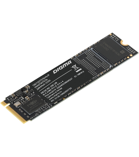 Накопитель SSD Digma Mega M2 256Gb, PCIe 3.0 x4, M.2 2280, NVMe, R/W 3300/1300