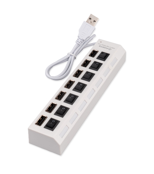 USB-концентратор Gembird UHB-U2P7-01W, USB, 7хUSB, USB или внешний адаптер питания