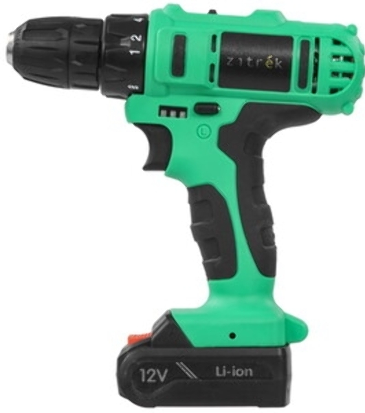 Дрель-шуруповерт Zitrek Greenpower 12-Li, 12 В, 1,5 Ач, 32 Нм, щеточный