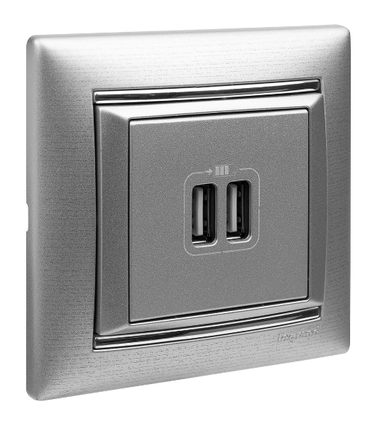 Розетка 2-ая USB 770270 Legrand Valena Алюминий