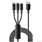 Кабель Rexant USB 3в1 Type-С (6A), Lightning (2,4A), micro USB (3A) 1,2м, в черной оплетке, фото13