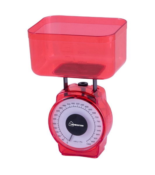 Весы кухонные механические HOMESTAR HS-3004М, 002795 красный, макс.нагрузка 1кг (в уп. 40 шт)