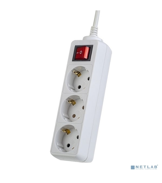 Сетевой удлинитель Perfeo с кнопкой 'POWERMATE', PF_A4679 (3,0 м, 3 розетки, белый(PF-PM-3/3,0-W))
