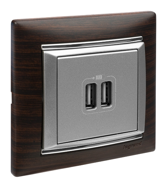 Розетка 2-ая USB 770270 Legrand Valena Алюминий