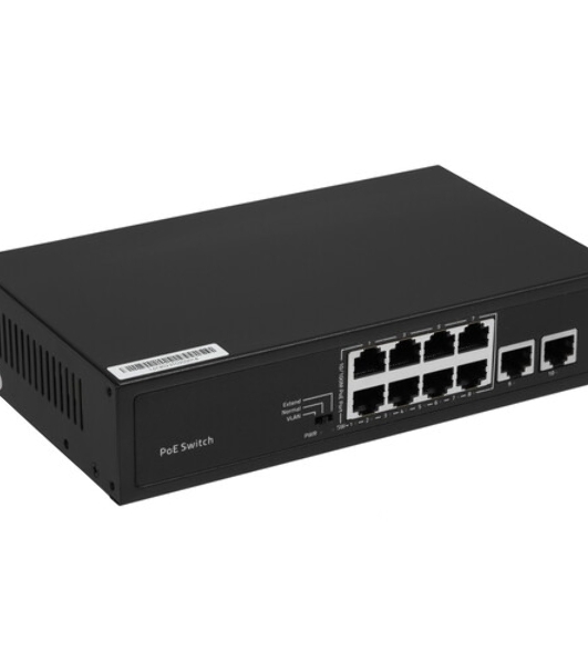Коммутатор GIGALINK GL-SW-F005-08P, 8×100 Мбит/с PoE + 2×100 Мбит/с Uplink, неуправляемый