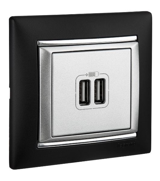 Розетка 2-ая USB 770270 Legrand Valena Алюминий