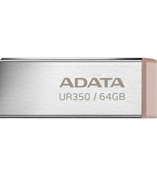 Флешка USB ADATA UR350 (UR350-64G-RSR/BG), 64Gb, USB 3.2, R/W 100/15, серебристый/коричневый